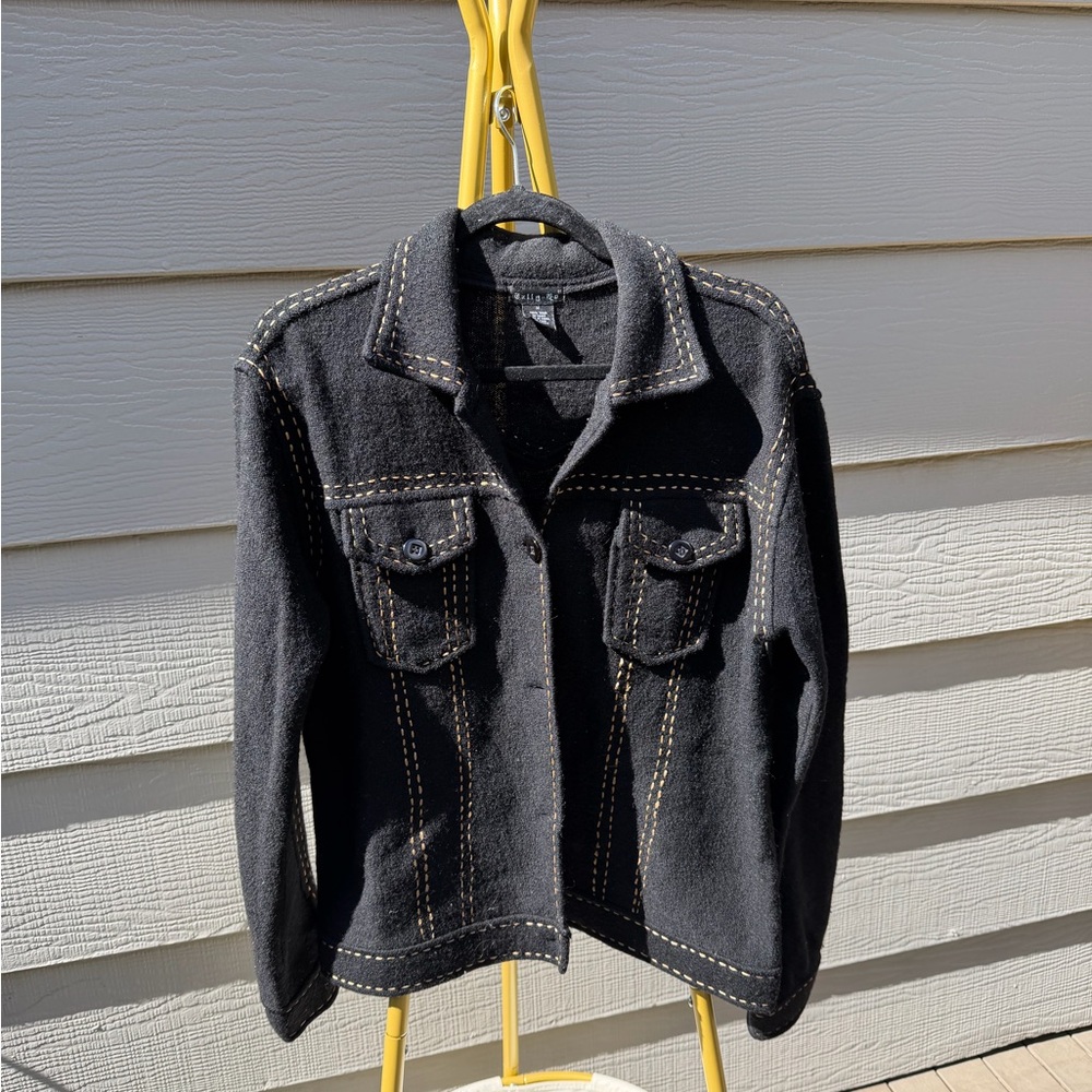 Tally Ho Black Wool Jacket with Yellow Contrast Stitching